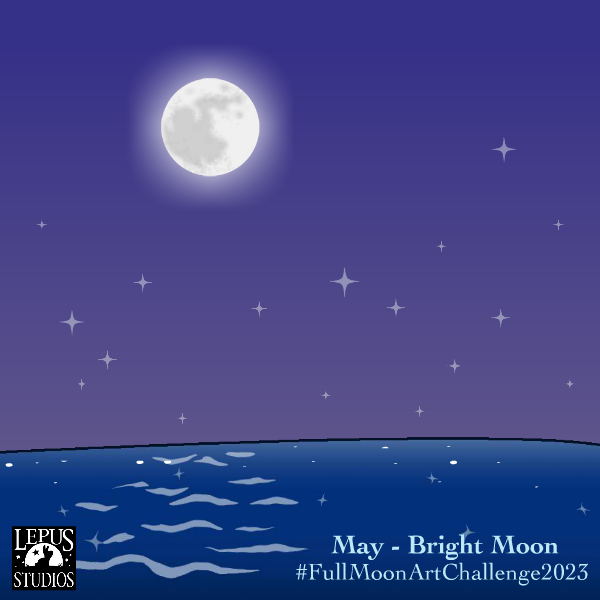 A full moon shines of a rolling sea, reflecting sparkles on the water.